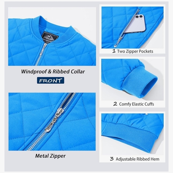 Magcomsen Jacket Womens Sz M Azure Blue Quilted Water Resist Outdoor - Picture 13 of 15